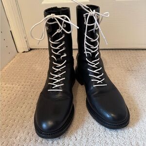All Saints Black Leather Combat Boots